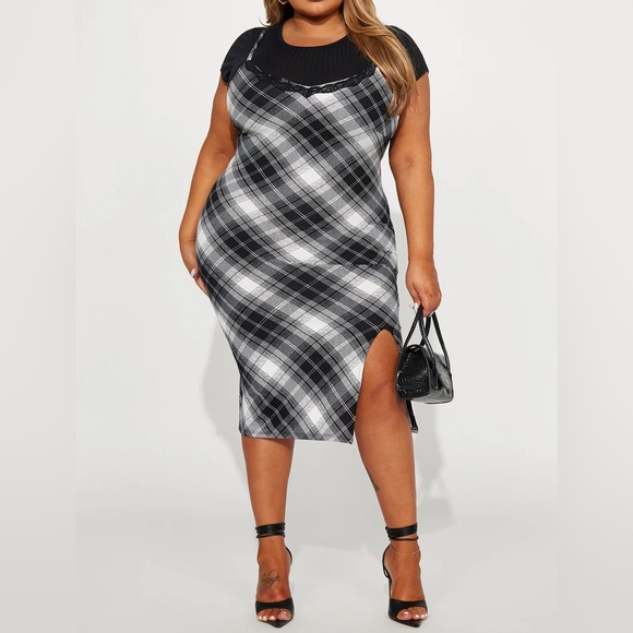 Fashion Nova Monochrome Plaid Dress - Picture 1 of 3
